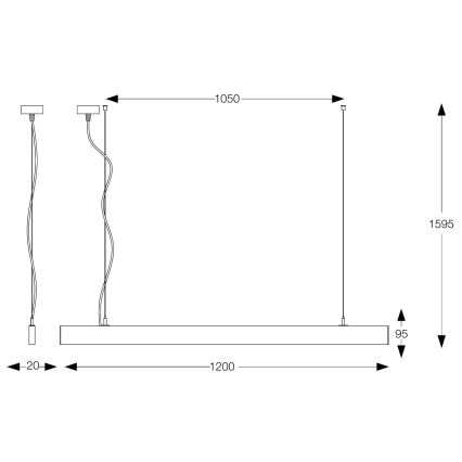 Ideal Lux - Suspension LED sur câble LINUS LED/32W/230V 4000K IRC 90 120 cm noir