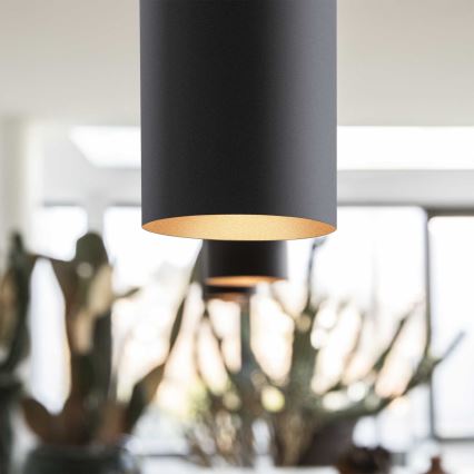 Ideal Lux - Suspension LED sur câble LOOK 1xGU10/7W/230V CRI 90 Ø 6 cm noire