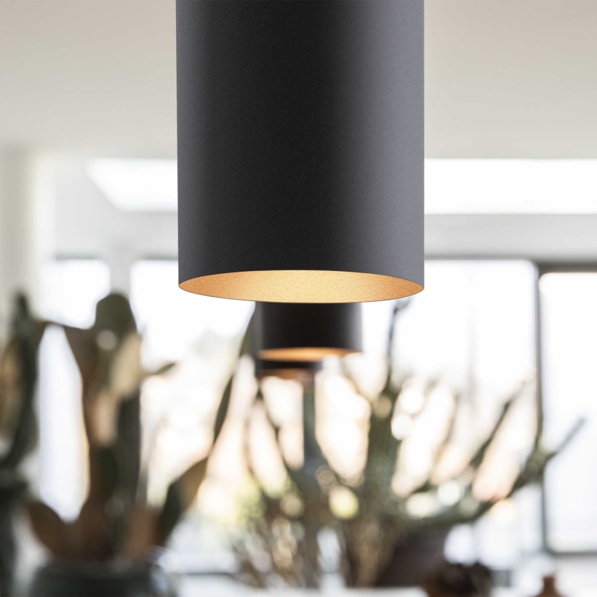 Ideal Lux - Suspension LED sur câble LOOK 1xGU10/7W/230V CRI 90 Ø 6 cm noire