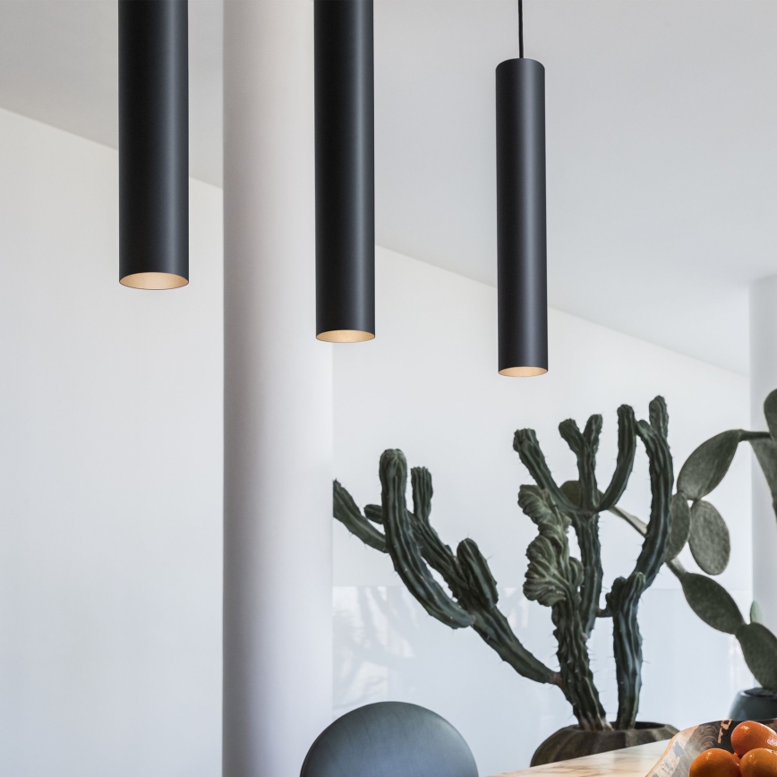 Ideal Lux - Suspension LED sur câble LOOK 1xGU10/7W/230V CRI 90 Ø 6 cm noire