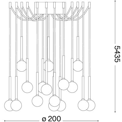 Ideal Lux - Suspension LED sur câble LUCCIOLA 16xLED/16W/230V CRI 90, design araignée en laiton