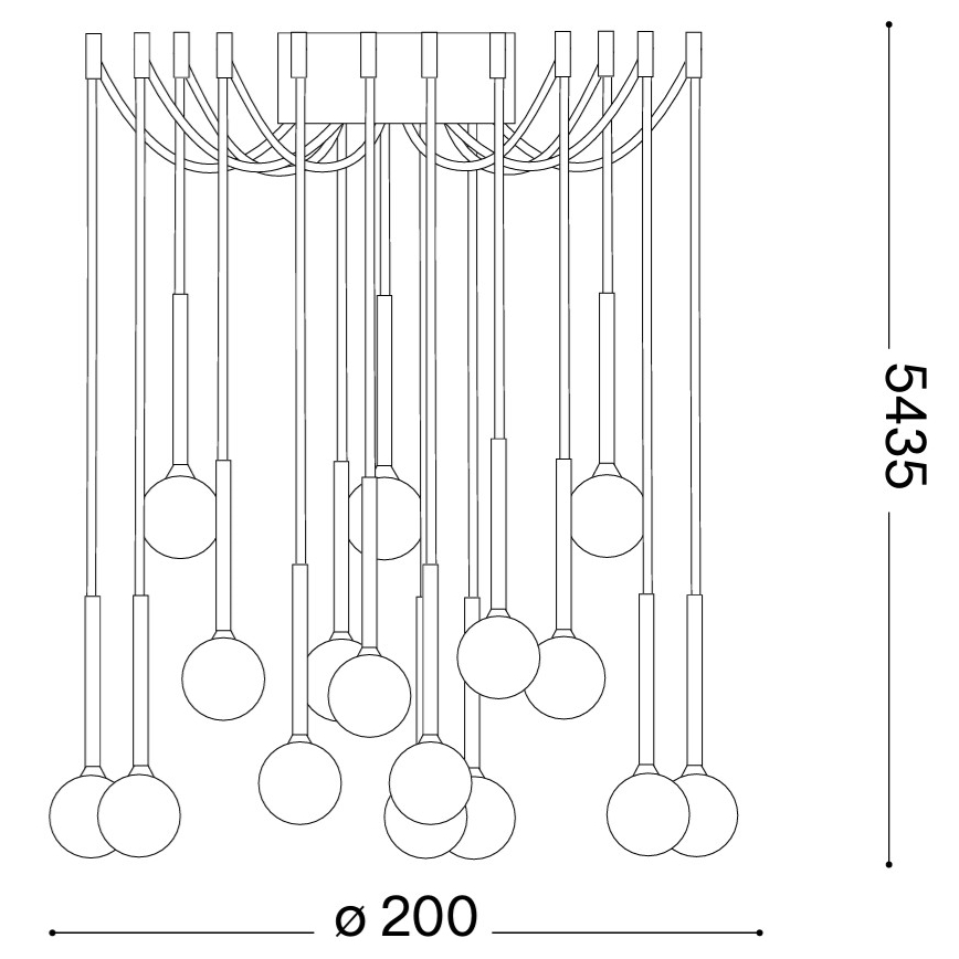 Ideal Lux - Suspension LED sur câble LUCCIOLA 16xLED/16W/230V CRI 90 en forme d'araignée noire