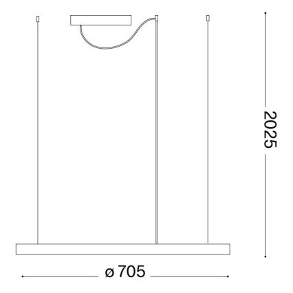 Ideal Lux - Suspension LED sur câble ORACLE SLIM LED/37W/230V 2700K CRI 90 Ø 70 cm noir