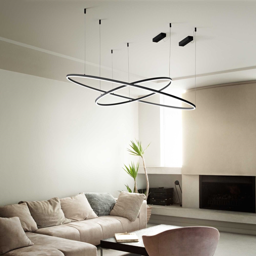 Ideal Lux - Suspension LED dimmable sur câble ORACLE SLIM LED/42W/230V 3000K IRC 90 Ø 90 cm noir