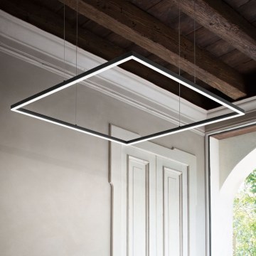 Ideal Lux - Suspension LED sur câble ORACLE SLIM LED/53W/230V 3000K CRI 90 90x90 cm noire