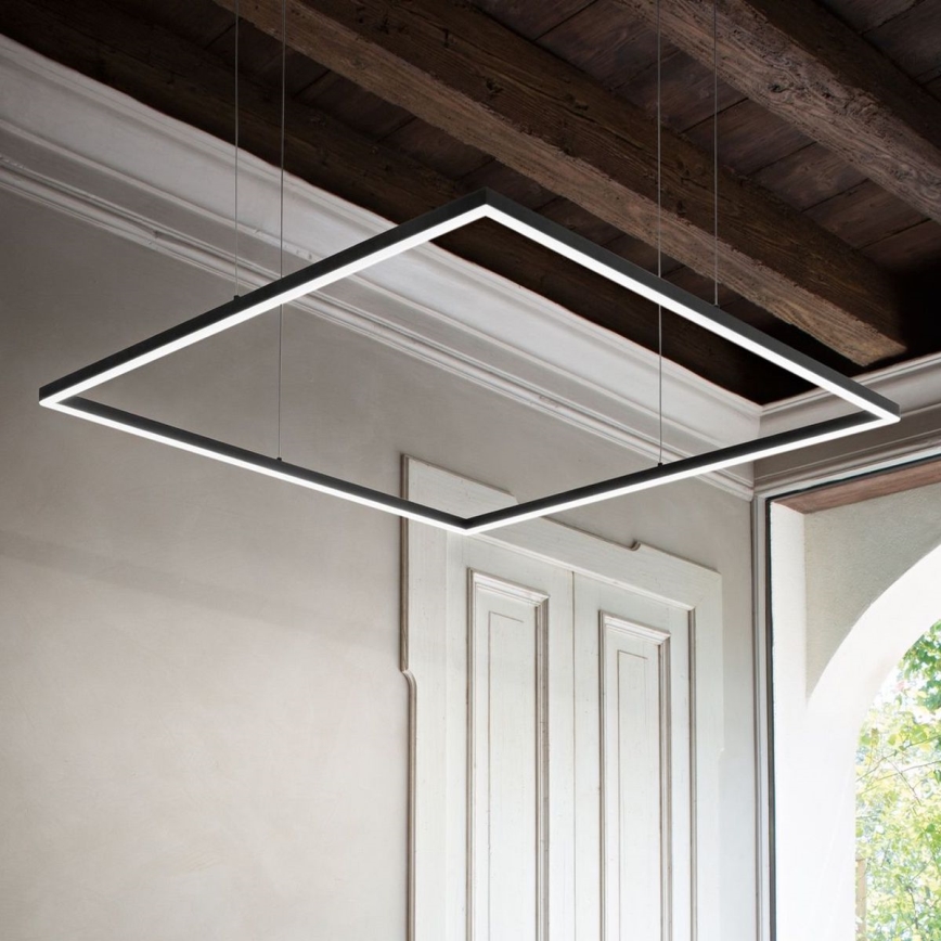 Ideal Lux - Suspension LED sur câble ORACLE SLIM LED/53W/230V 3000K CRI 90 90x90 cm noire