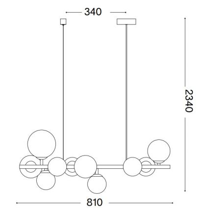 Ideal Lux - Suspension LED sur câble PERLAGE 10xG9/3W/230V 81 cm dorée / beige fumé