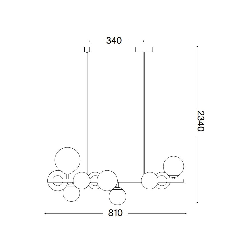 Ideal Lux - Suspension LED sur câble PERLAGE 10xG9/3W/230V 81 cm dorée / beige fumé