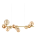 Ideal Lux - Suspension LED sur câble PERLAGE 10xG9/3W/230V 81 cm dorée / beige fumé