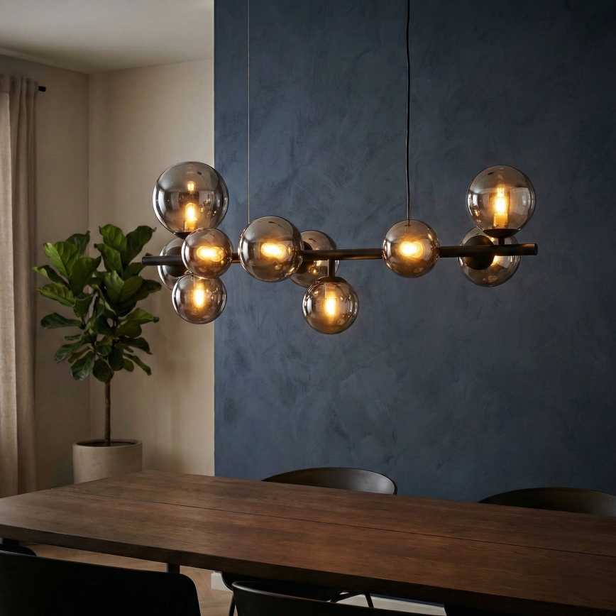 Ideal Lux - Suspension LED sur câble PERLAGE 10xG9/3W/230V 81 cm noir/noir fumé