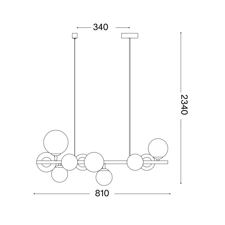 Ideal Lux - Suspension LED sur câble PERLAGE 10xG9/3W/230V 81 cm noir/noir fumé