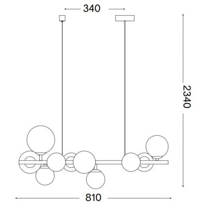 Ideal Lux - Suspension LED sur câble PERLAGE 10xG9/3W/230V 81 cm noir/noir fumé
