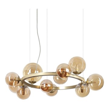 Ideal Lux - Suspension LED sur câble PERLAGE 11xG9/3W/230V Ø 73 cm doré / beige fumé