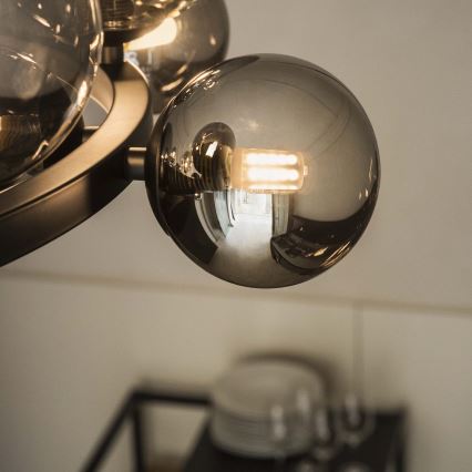 Ideal Lux - Suspension LED sur câble PERLAGE 25xG9/3W/230V 110 cm noir/noir fumé