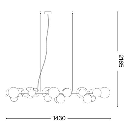 Ideal Lux - Suspension LED sur câble PERLAGE 30xG9/3W/230V 143 cm doré/beige fumé