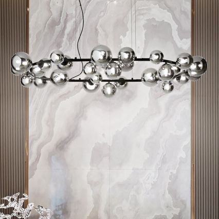 Ideal Lux - Lustre LED sur câble PERLAGE 30xG9/3W/230V 143 cm noir/noir fumé