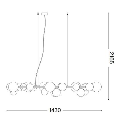 Ideal Lux - Lustre LED sur câble PERLAGE 30xG9/3W/230V 143 cm noir/noir fumé
