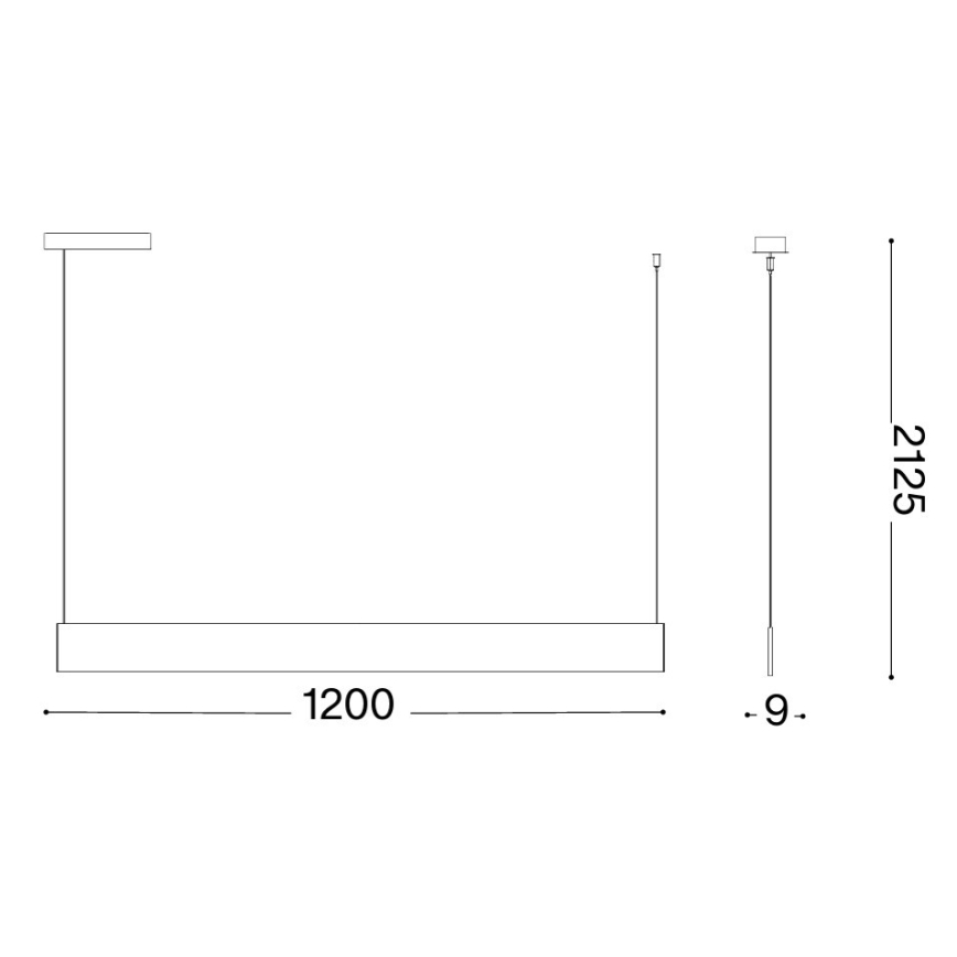 Ideal Lux - Suspension LED sur câble STEEL, 24 W, 230 V, 3000 K (IRC 90), 120 cm, noir