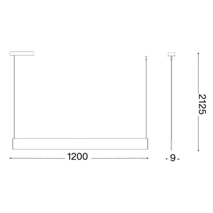 Ideal Lux - Suspension LED sur câble STEEL LED/24W/230V 3000K CRI 90 120 cm noire
