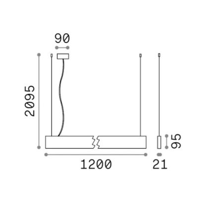 Ideal Lux - Suspension LED sur câble STEEL LED/29W/230V 3000K IRC 90 120 cm noire
