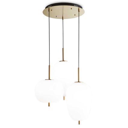 Ideal Lux - Suspension LED sur câble UMILE LED/55W/230V diam. 63 cm CRI 90 laiton/blanc