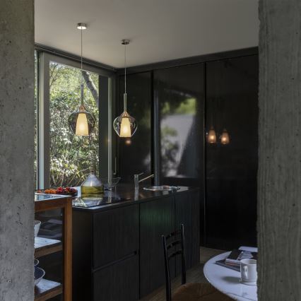 Ideal Lux - Suspension sur câble KALIQUE 1xE27/42W/230V Ø 18 cm noir fumé