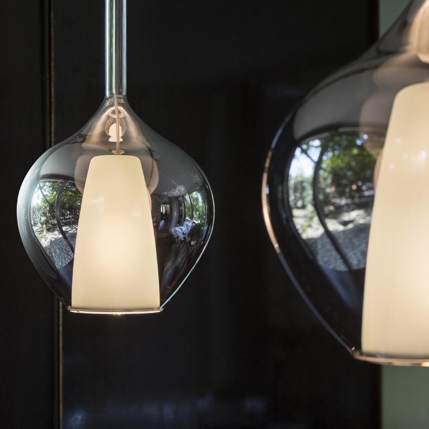 Ideal Lux - Suspension sur câble KALIQUE 1xE27/42W/230V Ø 18 cm noir fumé