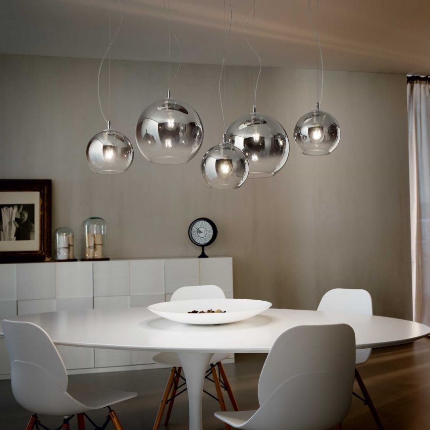 Ideal Lux - Suspension sur câble NEMO PLUS 5xE27/42W/230V chrome brillant/gris fumé