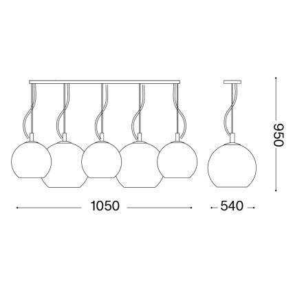 Ideal Lux - Suspension sur câble NEMO PLUS 5xE27/42W/230V chrome brillant/gris fumé