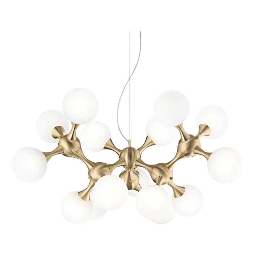 Ideal Lux - Suspension sur câble NODI 15xE14/28W/230V diam. 105 cm laiton/blanc