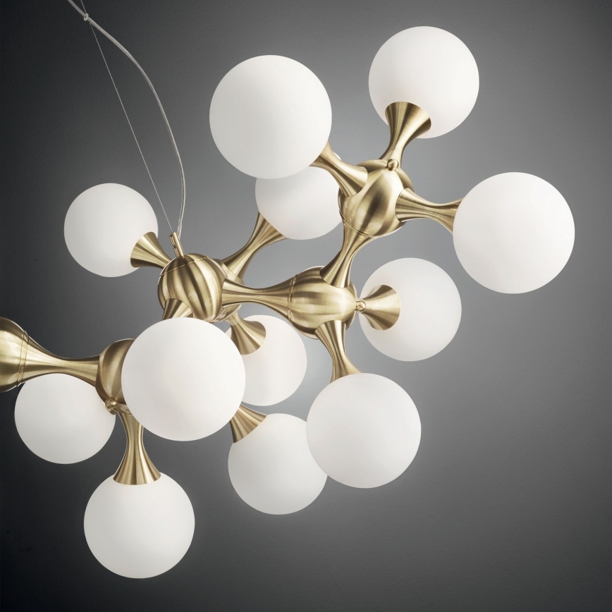 Ideal Lux - Suspension sur câble NODI 15xE14/28W/230V diam. 105 cm laiton/blanc