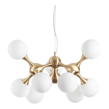 Ideal Lux - Suspension sur câble NODI 9xE14/28W/230V Ø 80 cm laiton/blanc