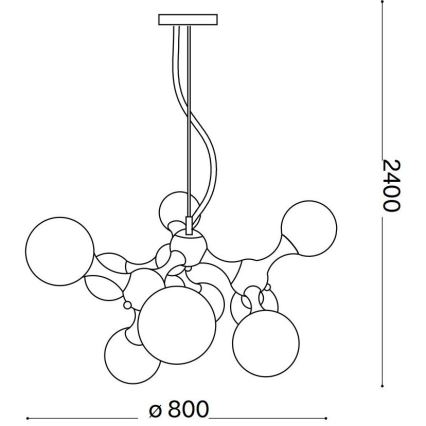 Ideal Lux - Suspension sur câble NODI 9xE14/28W/230V Ø 80 cm laiton/blanc