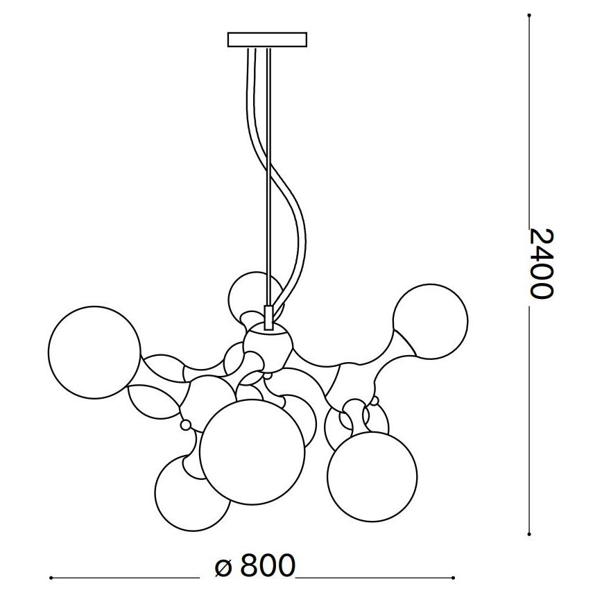 Ideal Lux - Suspension sur câble NODI 9xE14/28W/230V Ø 80 cm laiton/blanc