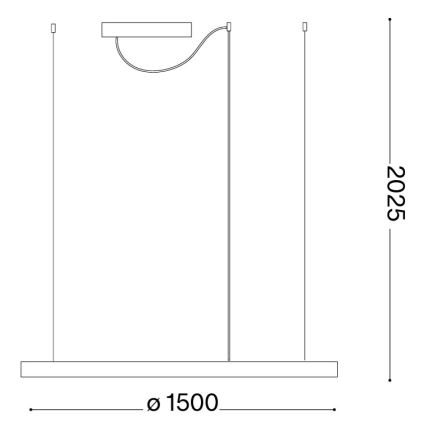 Ideal Lux - Suspension LED sur câble ORACLE SLIM LED 81 W / 230 V 3000 K IRC 90 Ø 150 cm dorée