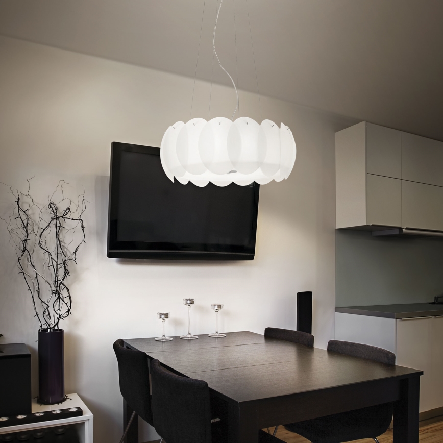 Ideal Lux - Suspension sur câble OVALINO 5xE27/60W/230V Ø 44 cm blanche