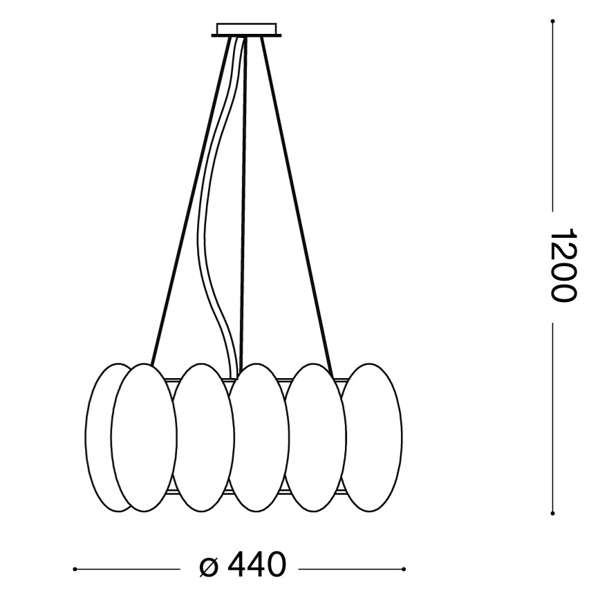 Ideal Lux - Suspension sur câble OVALINO 5xE27/60W/230V Ø 44 cm blanche