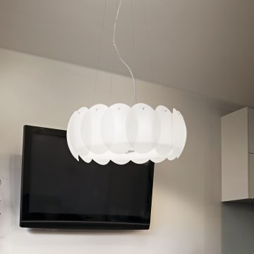 Ideal Lux - Suspension sur câble OVALINO 8xE27/60W/230V Ø 55 cm blanche