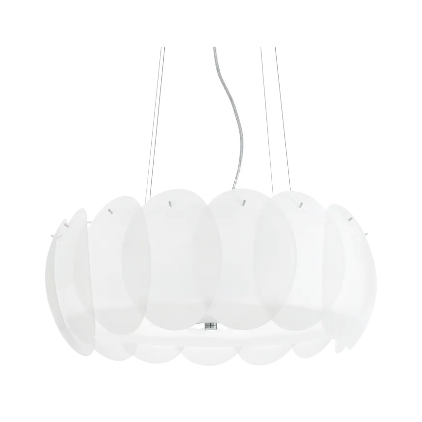Ideal Lux - Suspension sur câble OVALINO 8xE27/60W/230V Ø 55 cm blanche