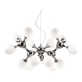 Ideal Lux - Suspension sur câbles NODI 15xE14/28W/230V Ø 105 cm chrome brillant/blanc