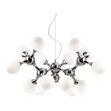 Ideal Lux - Suspension sur câbles NODI 15xE14/28W/230V Ø 105 cm chrome brillant/blanc