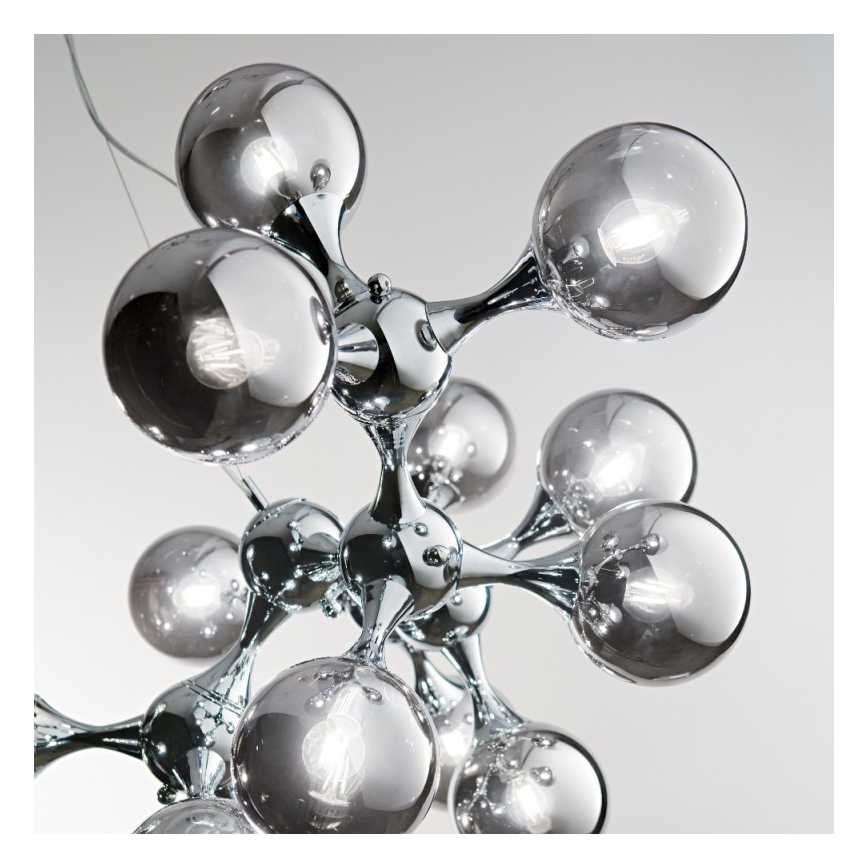 Ideal Lux - Suspension sur câbles NODI 15xE14/28W/230V Ø 105 cm chrome brillant