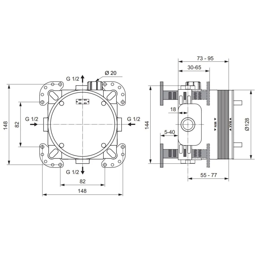 Ideal Standard A1000NU - Corps d'encastrement BUILT-IN pour mitigeurs, bleu