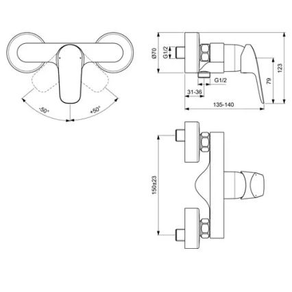 Ideal Standard B1720AA - Mitigeur de douche CERAFLEX chromé brillant