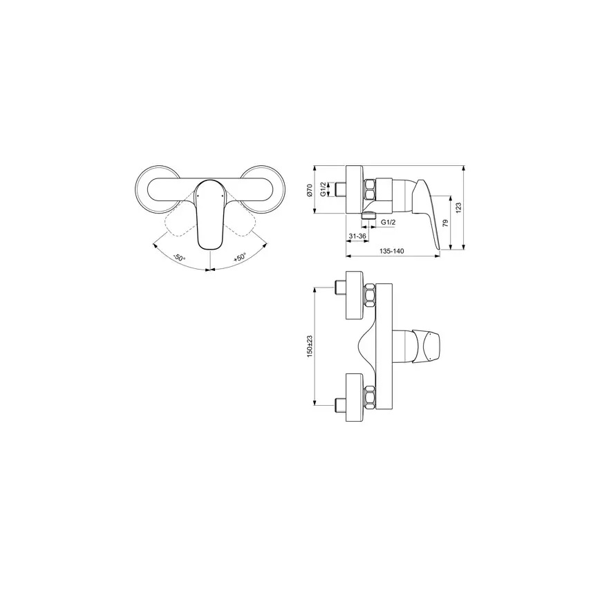 Ideal Standard B1720AA - Mitigeur de douche CERAFLEX chromé brillant