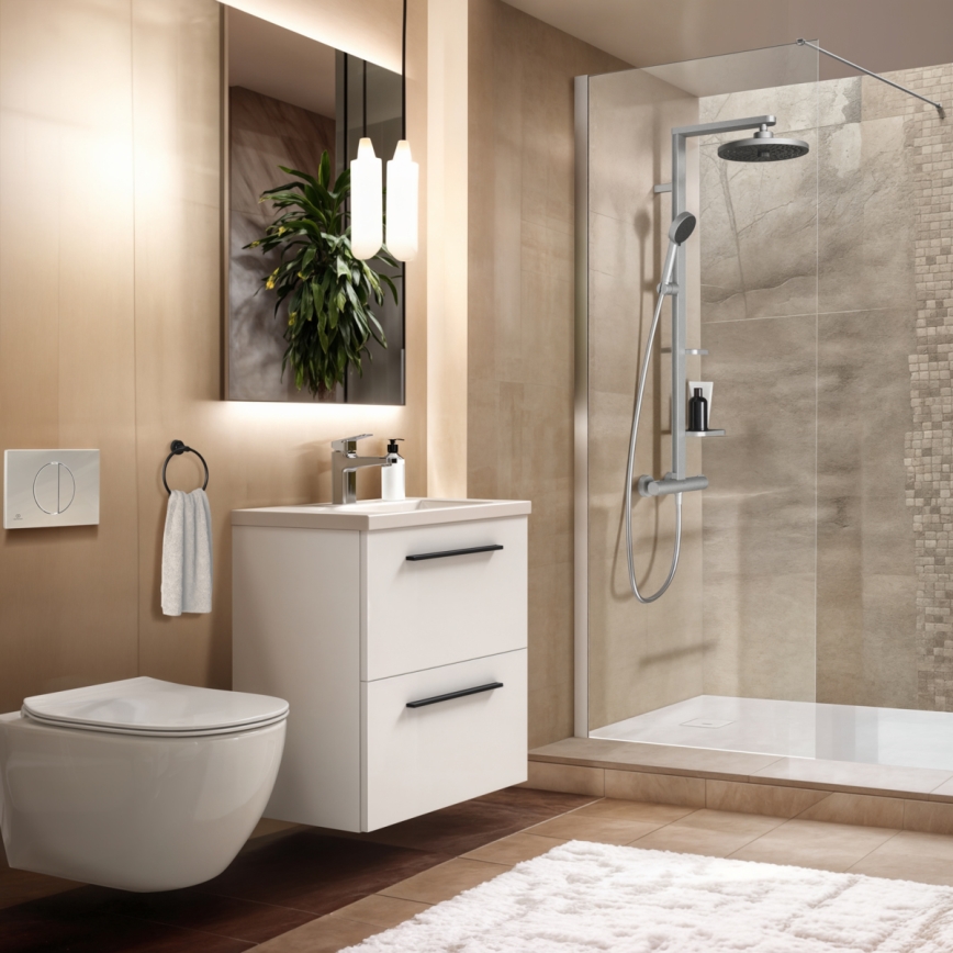 Ideal Standard BD583SI - Ensemble de douche avec mitigeur thermostatique CERATHERM ALU+ argenté