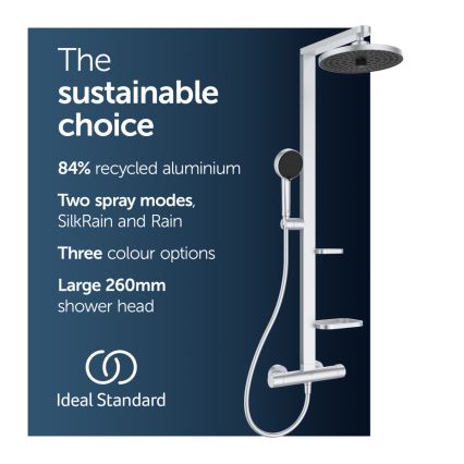Ideal Standard BD583SI - Ensemble de douche avec mitigeur thermostatique CERATHERM ALU+ argenté