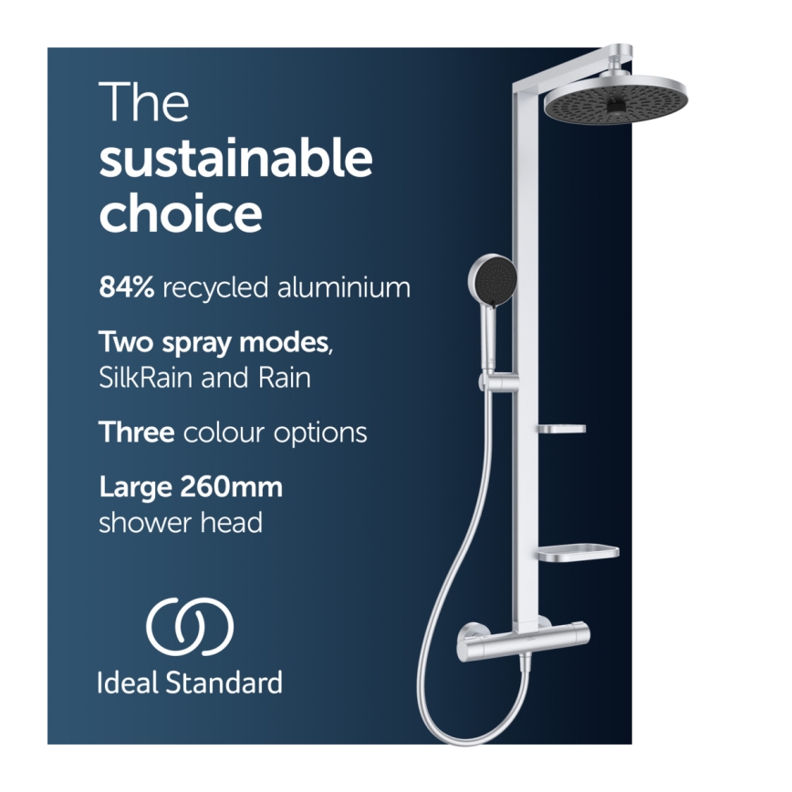 Ideal Standard BD583SI - Ensemble de douche avec mitigeur thermostatique CERATHERM ALU+ finition chrome mat