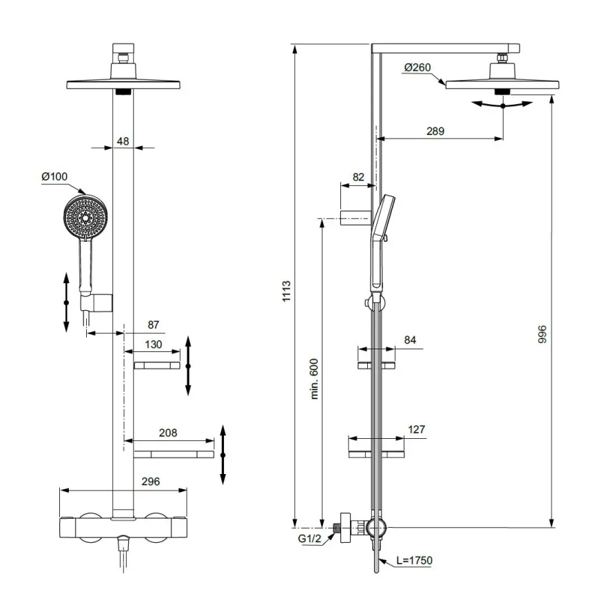 Ideal Standard BD583SI - Ensemble de douche avec mitigeur thermostatique CERATHERM ALU+ finition chrome mat