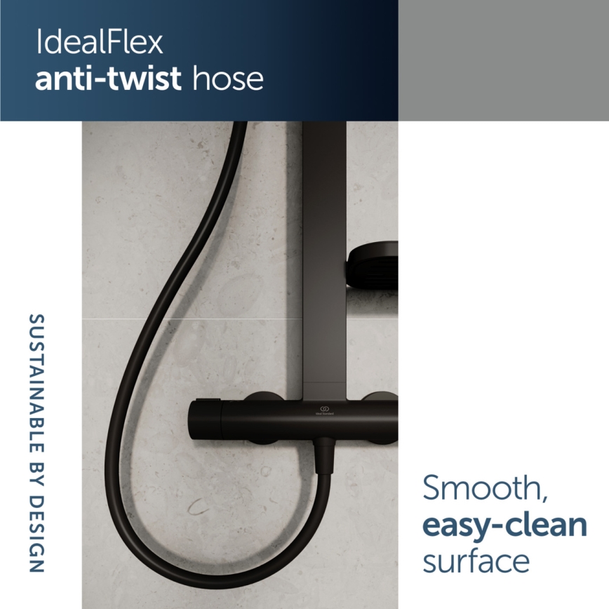 Ideal Standard BD583XG - Ensemble de douche avec mitigeur CERATHERM ALU+ noir mat